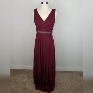 David's Bridal Wine Long Bridesmaid's Dress Size 2